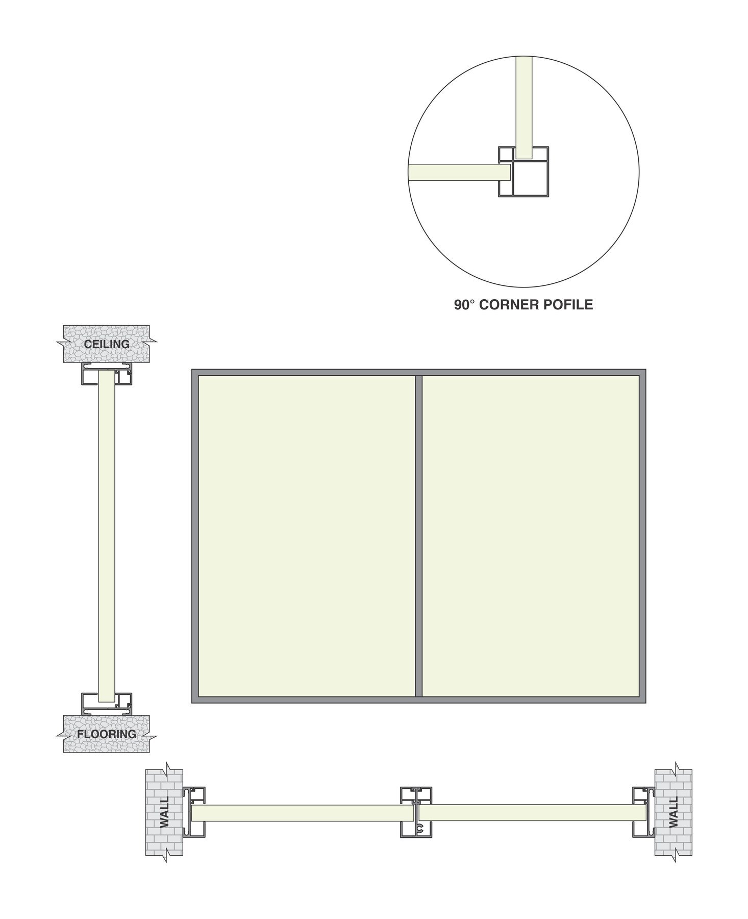 ALU Slim Partition – 2D drawing